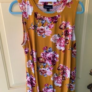 Fortune + Ivy mustard dress with floral pattern size 1X